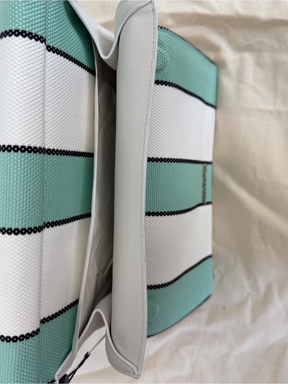 Jacquemus La Plage The Rond Carre Striped Cotton Clutch NWT - Picture 6 of 7